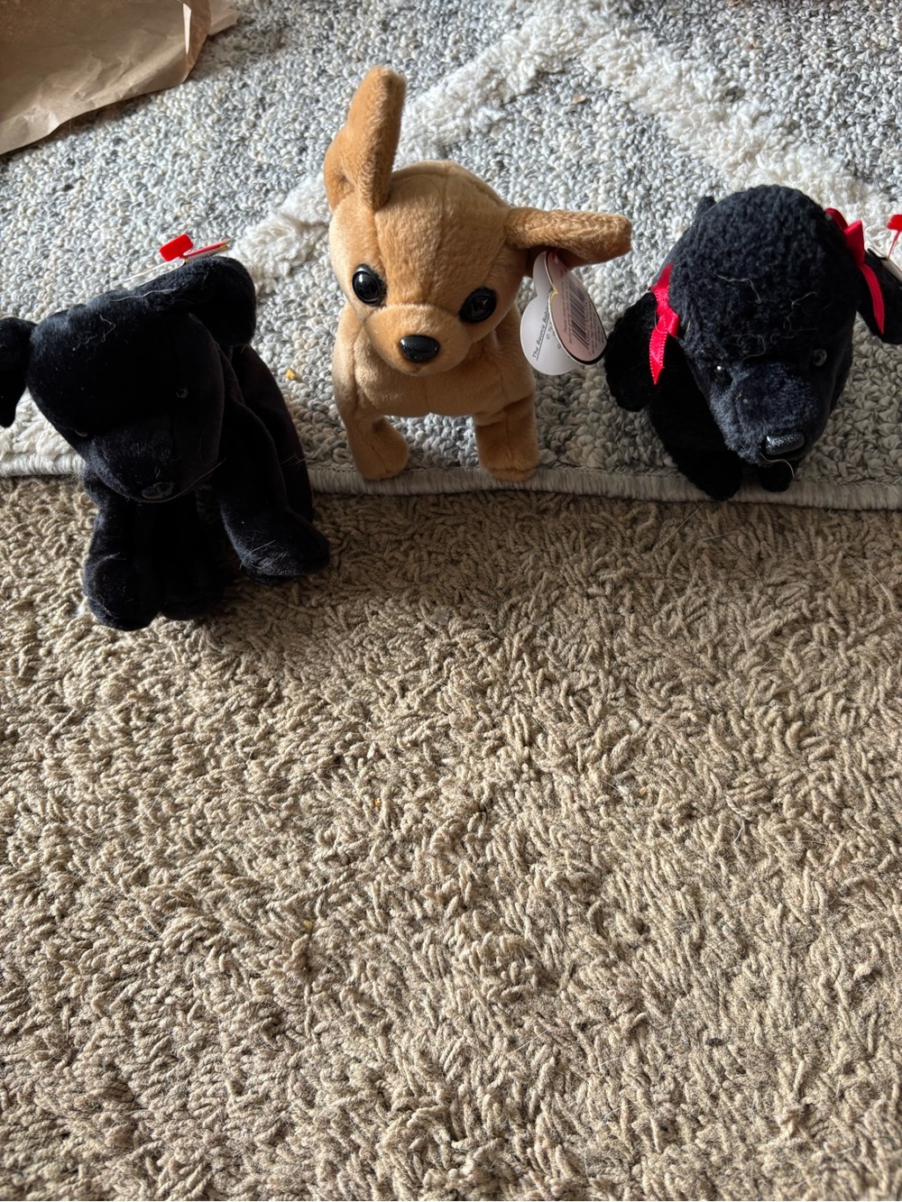 Ty Plush Puppy Trio - Black & Tan Dogs